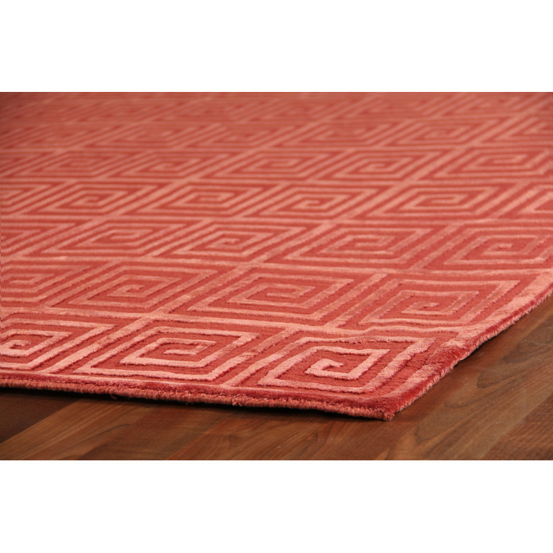 Metro-Velvet Geometric Area Rug in Rust