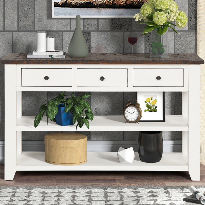 Aididam Modern  48.82'' Solid Wood Console Table,Multifunctional Storage Entryway Table,Classic Vintage Design Foyer Table with 3 Drawers and 2 Shelves