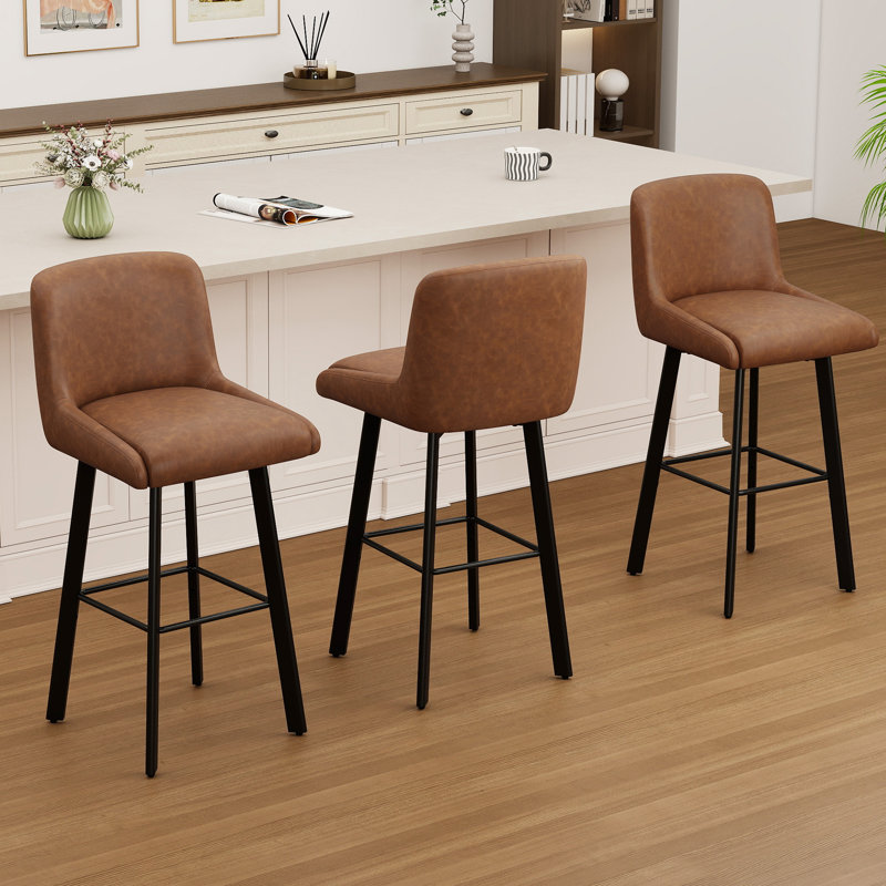 30"H Swivel Counter Height Bar Stools for Kitchen Island, Brown, 3, Bar Stool = 30” Seat Height 