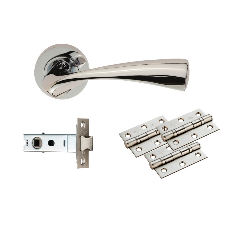 Sintra Latch Door handle Pack, Polished Chrome