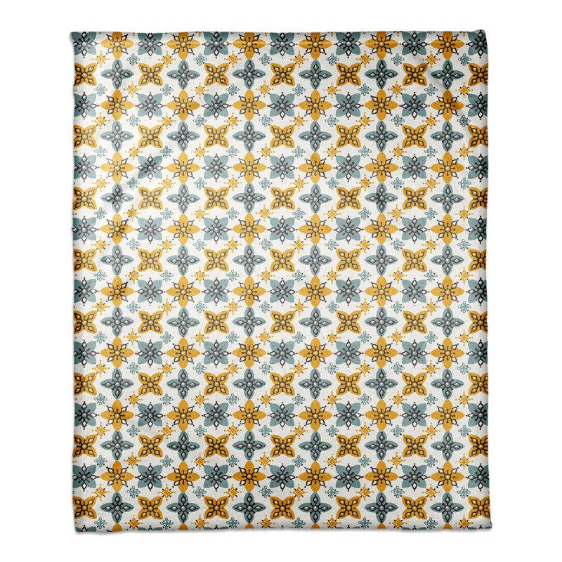 Hand Woven Throw Blanket, Yellow/Blue