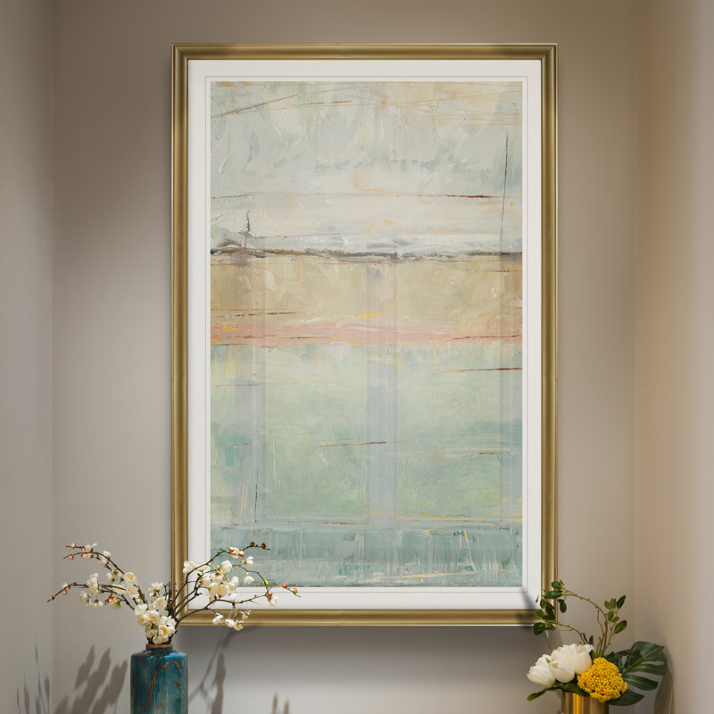«Pastel Horizon I», reproduction d'art sur toile, H 22,5 po x l 30,5 po, Impression encadrée, Doré