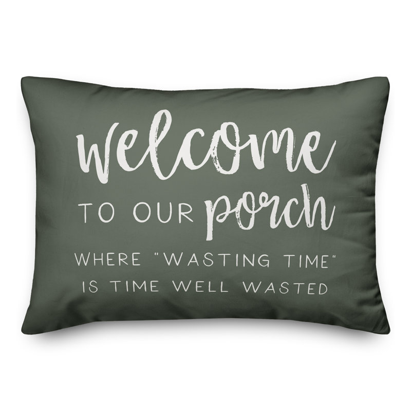Outdoor Reversible Throw Pillow, 14" H x 20" W, Sage