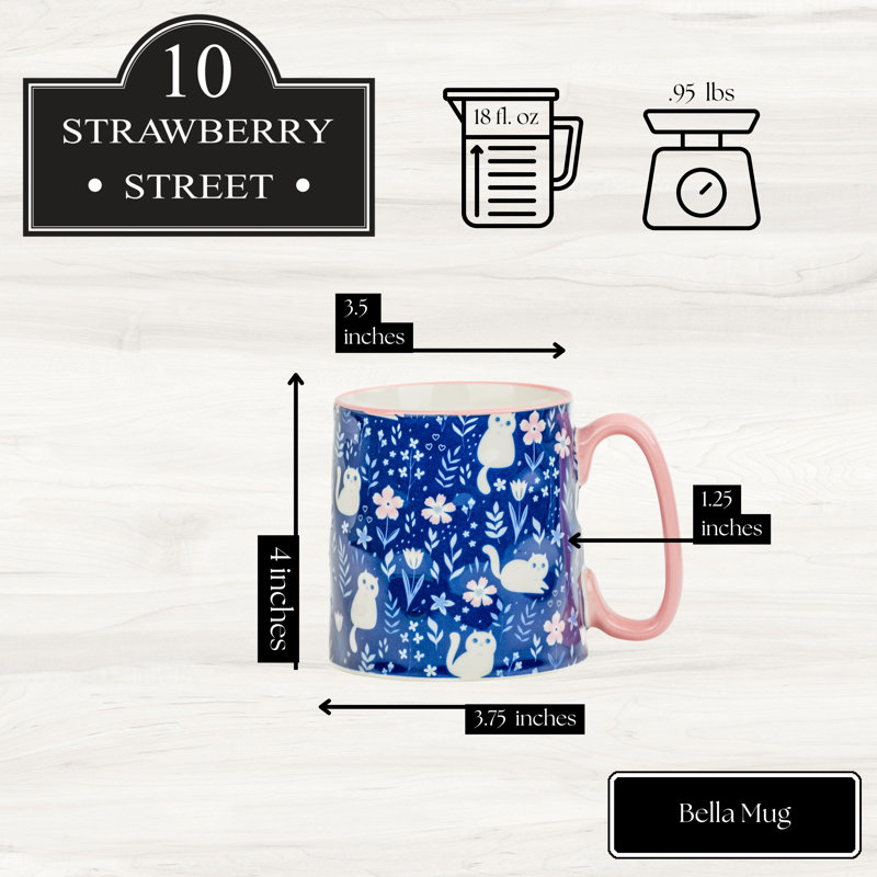 10 Strawberry Street Bella Mug, Curious Kitty