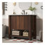 Meuble-lavabo moderne avec lavabo rectangulaire en céramique, armoire de salle de bain avec grand espace de rangement et portes à fermeture en douceur à 45 degrés, 1 tablette ouverte au bas-529200590