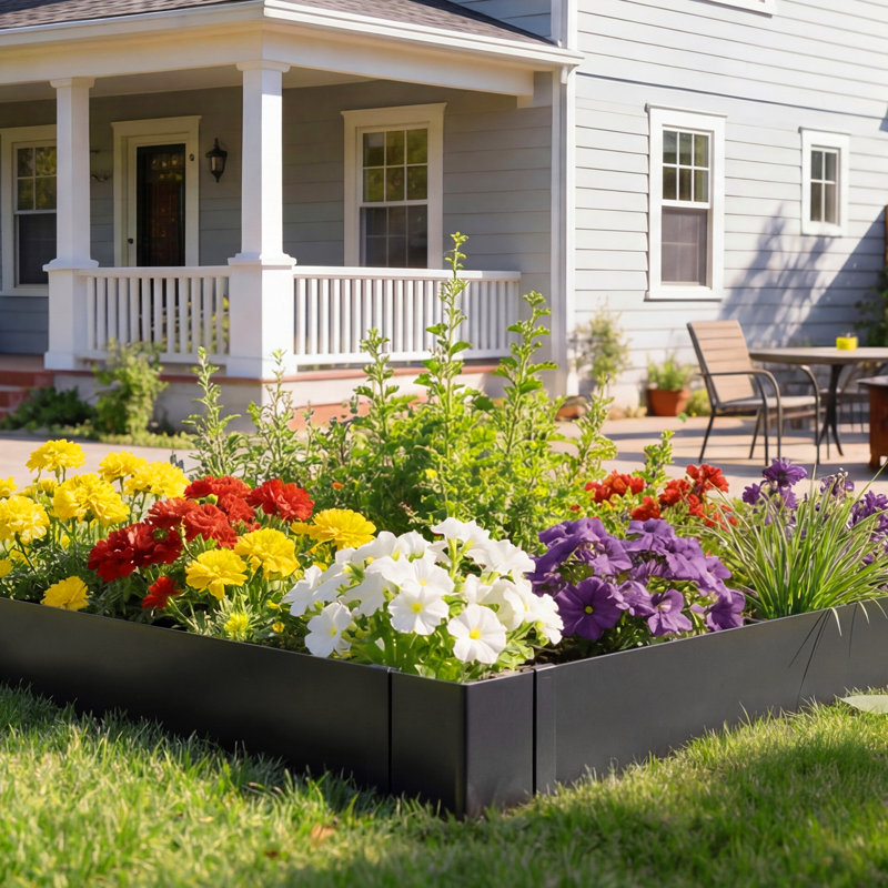 Bordure de paysage en acier galvanisé, bordure en métal 40 po x 10 po pour aménagement paysager avec 8 pinces de fixation, bordure de jardin en métal robuste pour lit de fleurs, sentier de jardin, noir