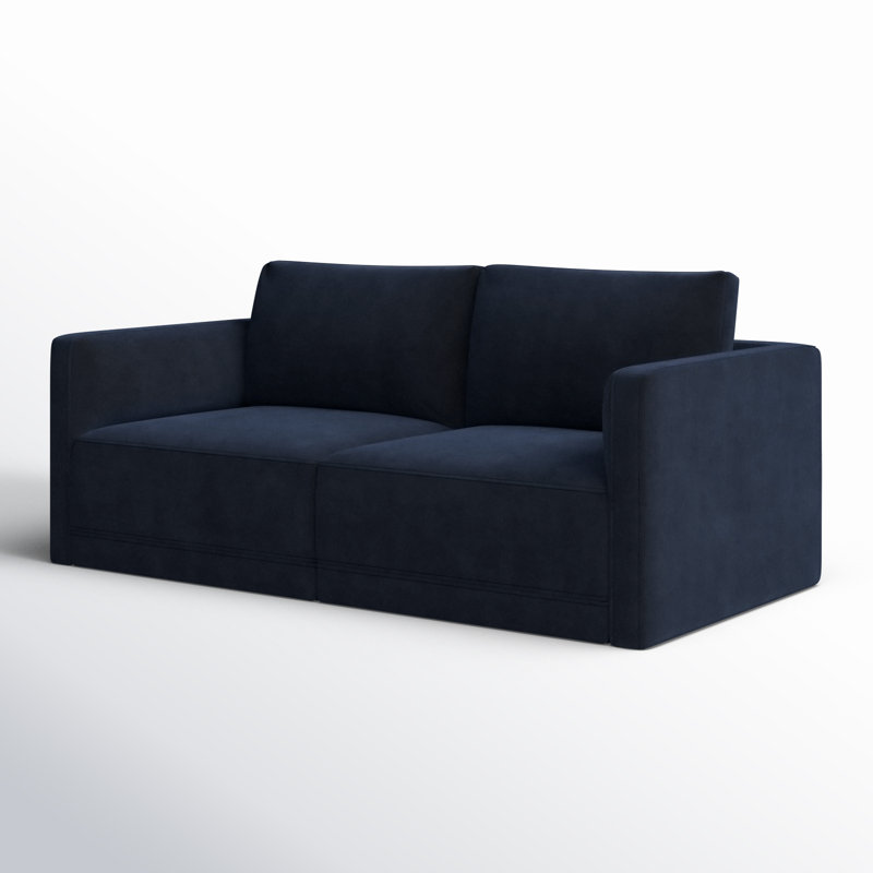 Deirdre 74'' Velvet Loveseat, Navy Velvet