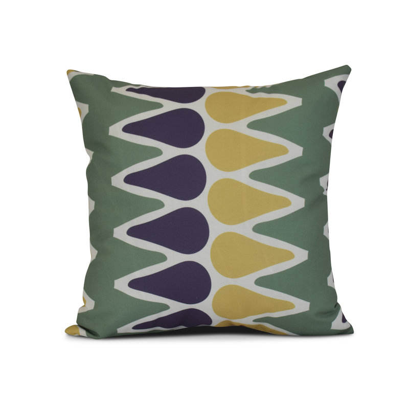 Coussin décoratif extérieur Elaine, H 20 po x l 20 po, Vert / Mauve / Jaune