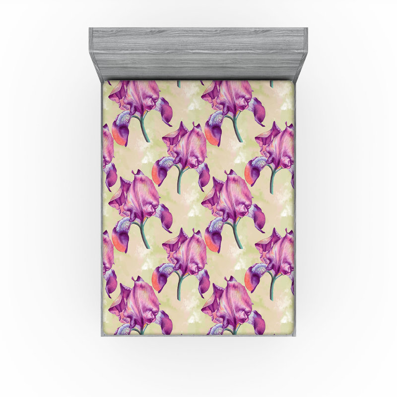 Microfiber Fitted Sheet, California King Fitted Sheet, Multicolor Floral 1
