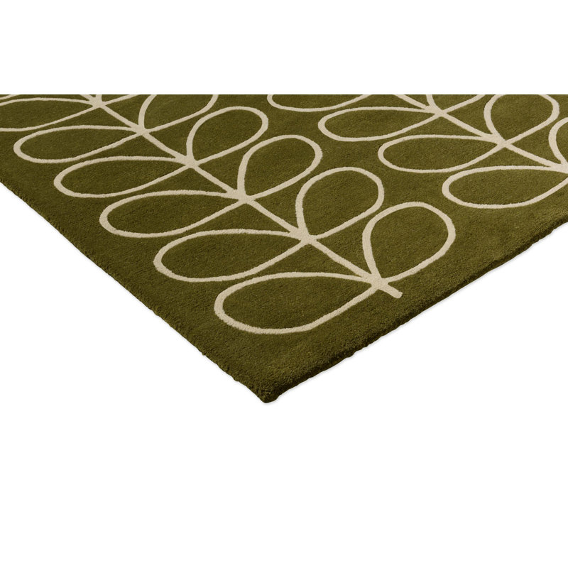 Hand Tufted Wool Abstract Area Rug in Olive, Rectangle 6'7" x 9'2"