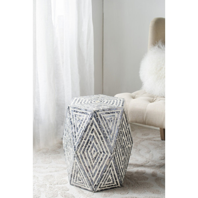 Tabouret de jardin hexagonal, table d'appoint Capiz