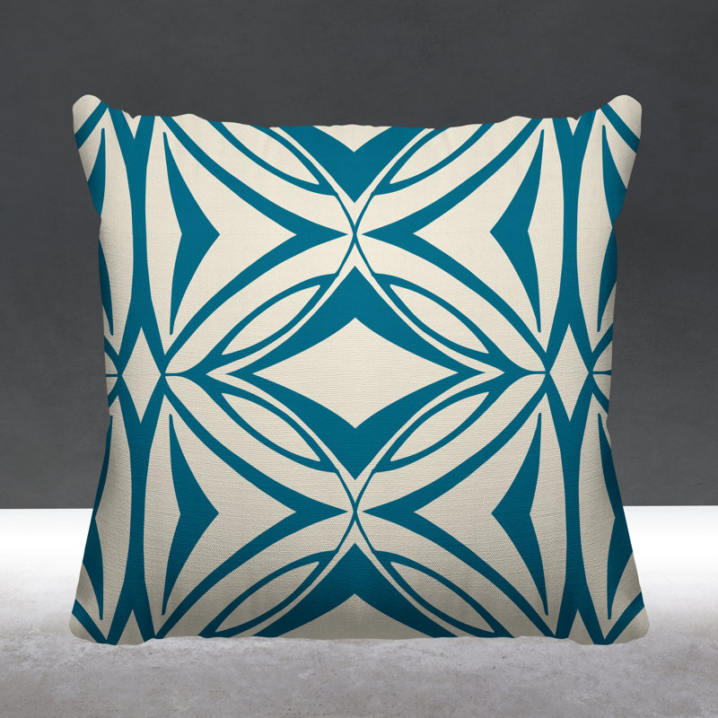 Coussin décoratif intérieur / extérieur Eamon, Turquoise, L 15 po x H 15 po
