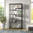 Johann 68"H 4-Tier Metal Tall Rectangular Bookcase in Blackened Bronze-241239116