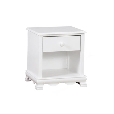 Contemporary White 1Pc Nightstand Knob Handles Solidwood 1-Drawers Bedside Table Storage Shelves