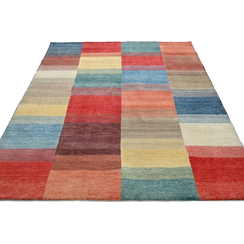 Tapis multicolore moderne 5 x 6 Indo Gabbeh