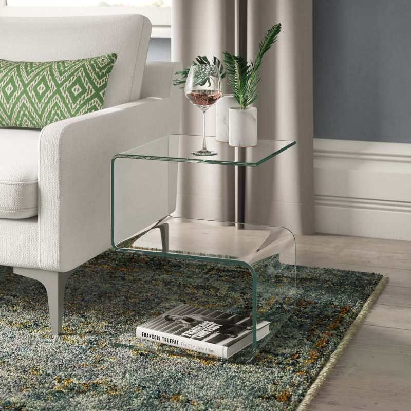 Alisa Glass Top End Table