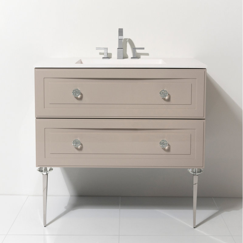 Ensemble de meuble-lavabo mural simple 30 po Teme Chrome, Crème