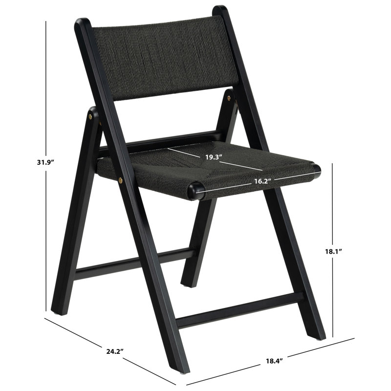 Letta Manufactured Wood Stackable Folding Chair Folding Chair Set, Black
