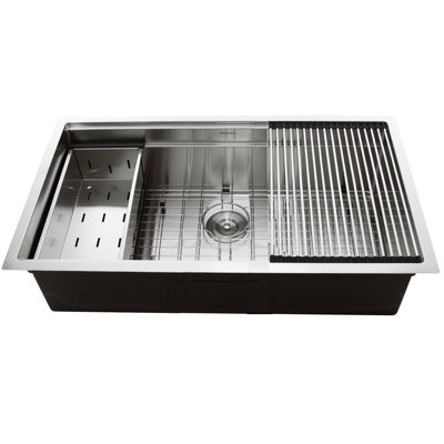 Pro Series Large Prep Station Single Bowl Undermount Stainless Steel Kitchen Sink
