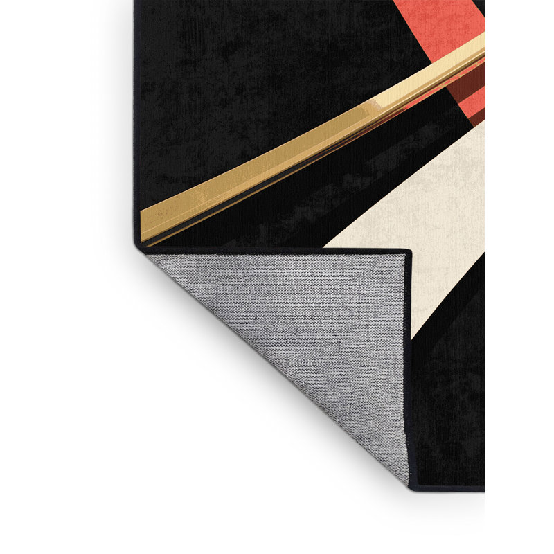 Machine Washable Bracondale Gymnastics Uneven Bars Sleek & Chic Modern Arc Rug in Black – Black Binding, 8x12