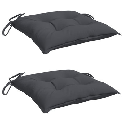 Chair Cushion Set of 2 Anthracite Oxford Fabric 100 Percent Polyester Patio Chair Cushions