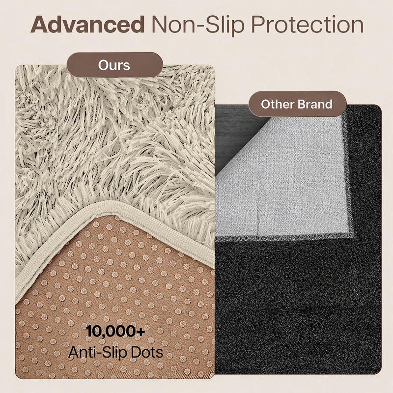 Aspire Homeware Cream Shaggy Area Rug Soft Plush Indoor Carpet, Rectangle 160cm Width X 230cm Length