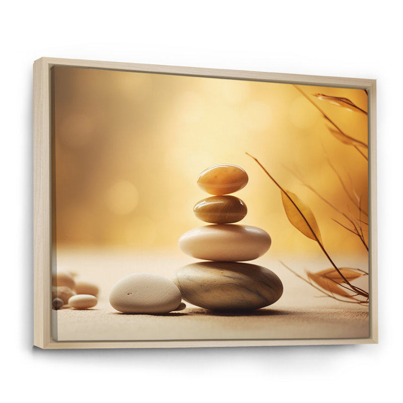 «Zen Serenity Cairn Sculpture Balance I - Spiritual Stone», reproduction sur toile encadrée, H 12 po x l 20 po x P 1 po