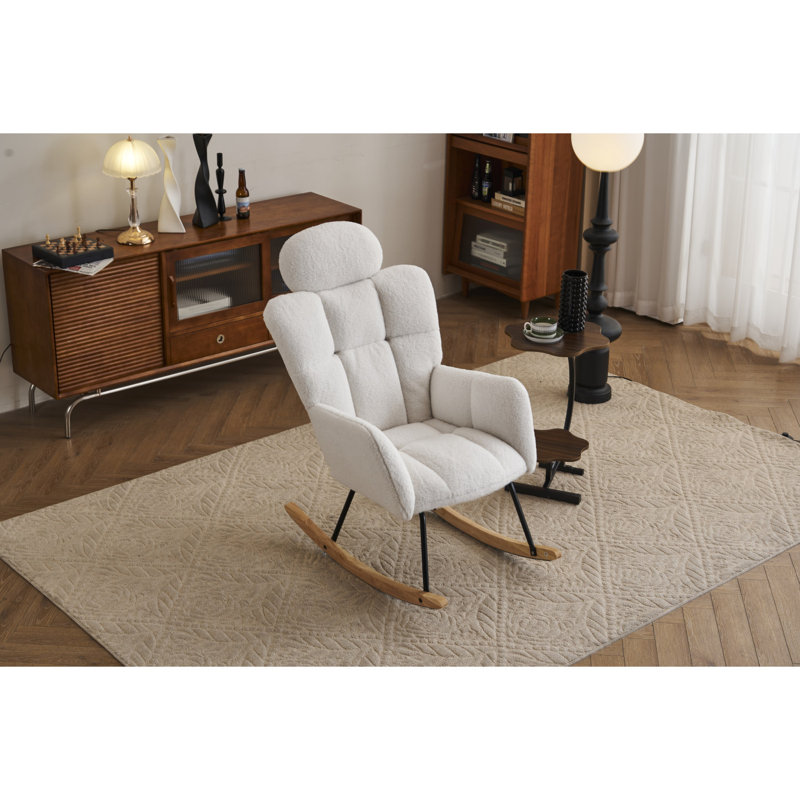 Fauteuil oscillant rembourré Teddy, Ivoire ivoire