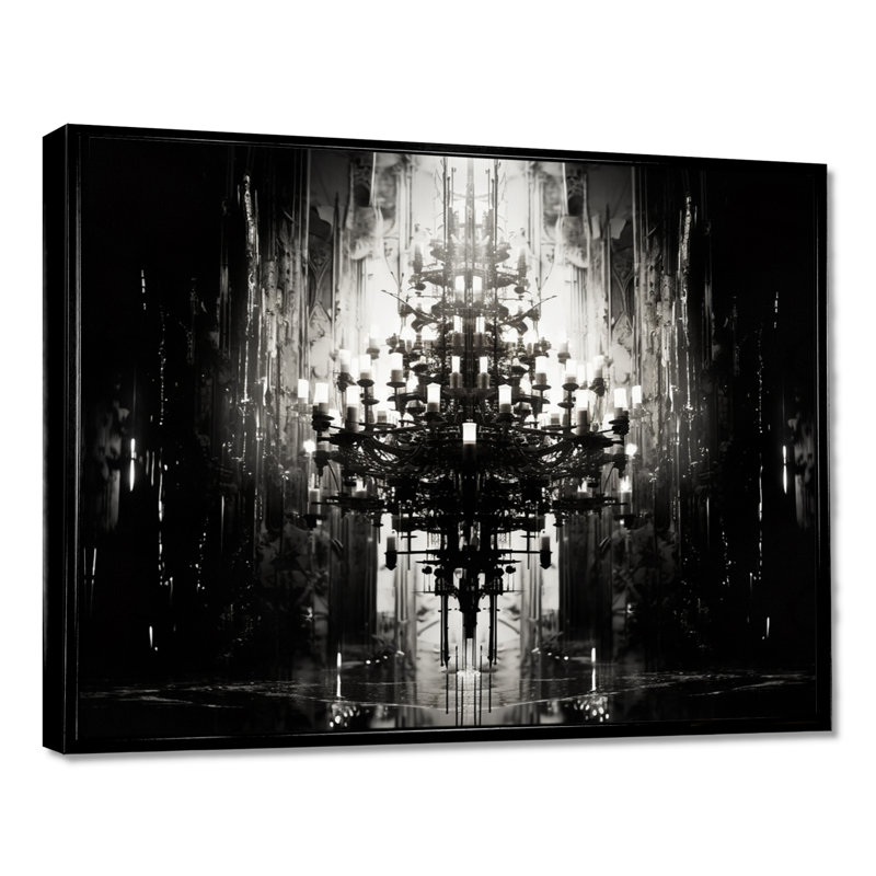 Bilel - lustre glamour, art mural, H 12 po x l 20 po x P 1 po, Toile avec cadre flottant noir