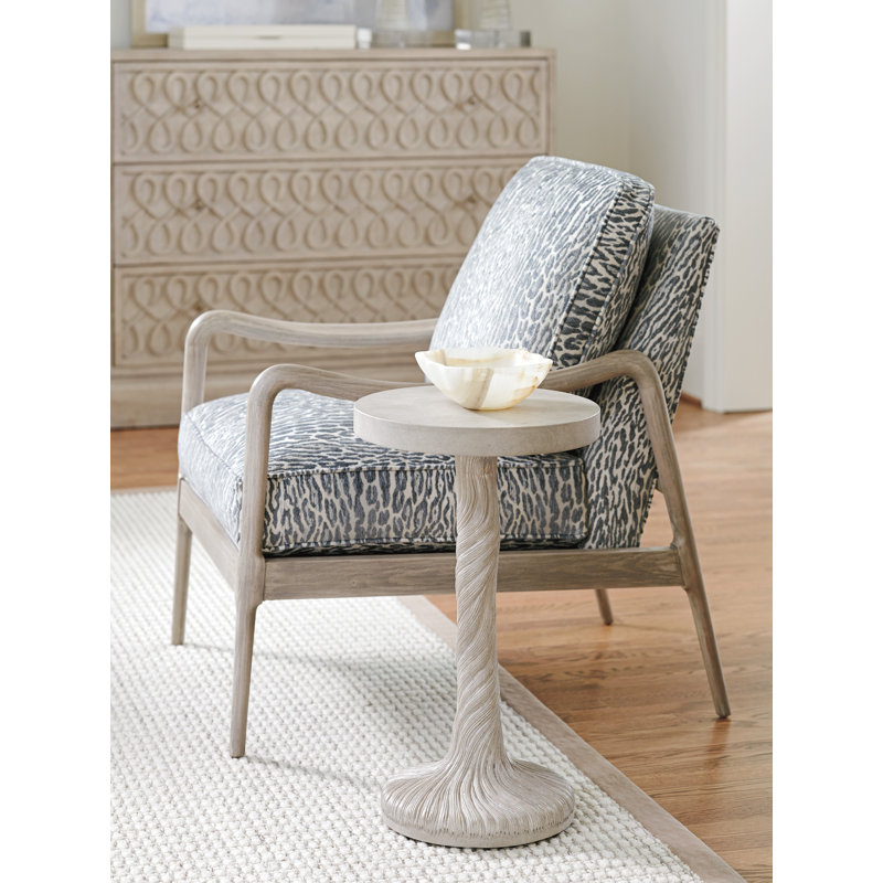 Beige Round Concrete Top Accent Table