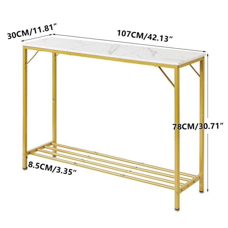 Addylynn 107cm Console Table, Gold, White