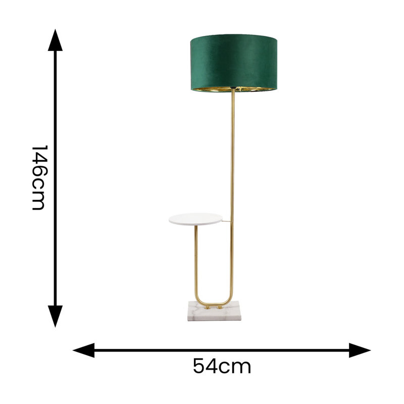 Ahlayla 146cm Floor Lamp, Brushed/White, No, Green/Gold