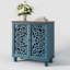 Armoire décorative avec 2 portes, armoire de rangement avec tablette réglable, buffet pour le salon, le vestibule, la salle à manger, bleu et noyer-1248792378