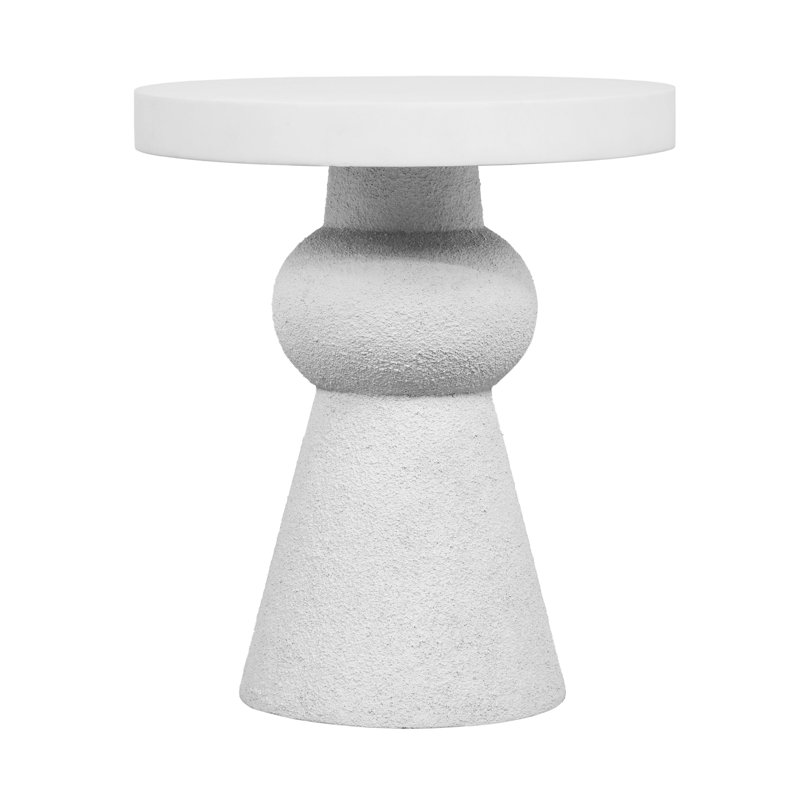 White Round Resin Pedestal End Table
