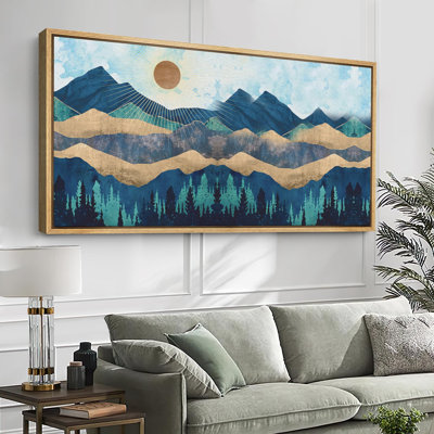 «Abstract Mountain and Sunrise Modern Art Extra Large Art Print», art mural