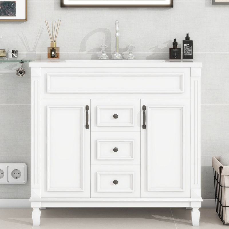 Meuble-lavabo avec rangement en résine 35,99 po, Blanc