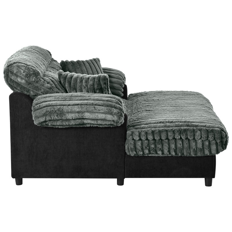 Canapé méridienne moderne 62 po Cloud, Vert, Vert
