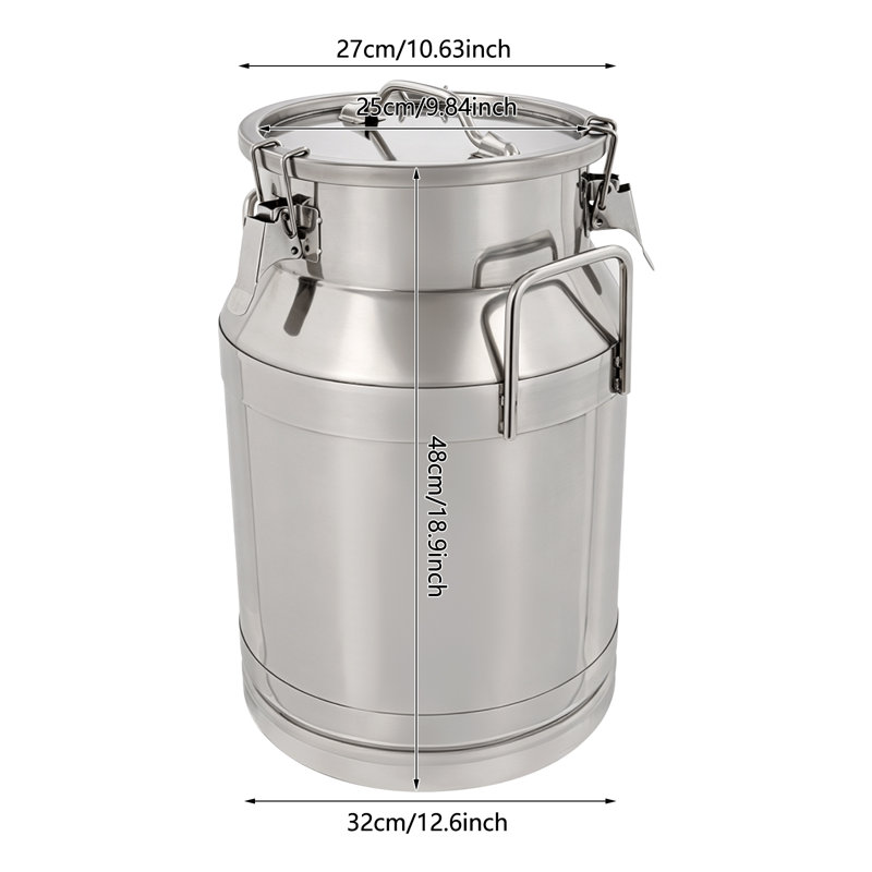 8Gal Stainless Steel Milk Can with Lid