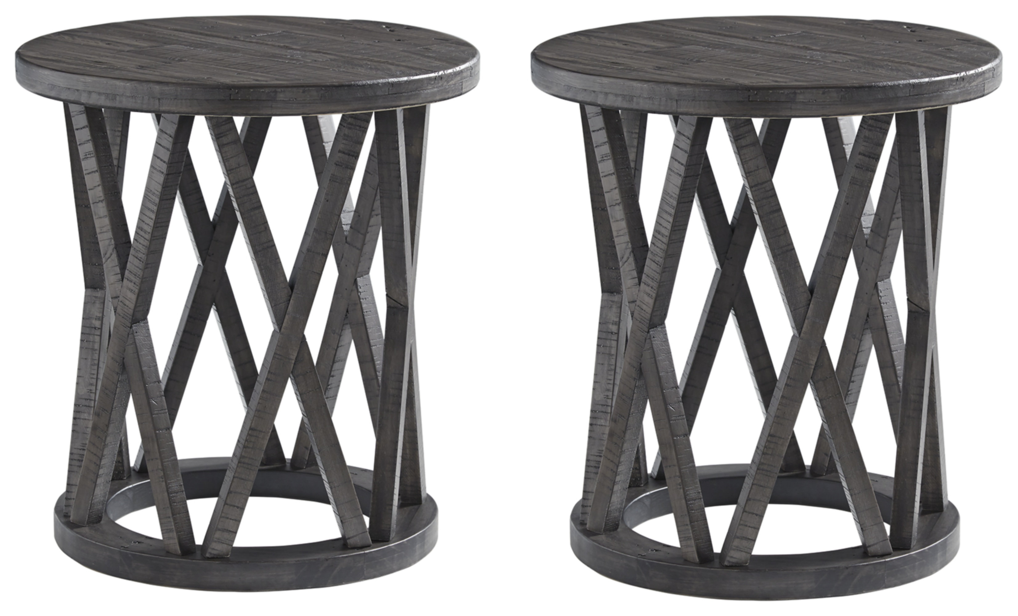 Signature Design by Ashley Sharzane Solid Wood Drum End Table Set