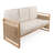 Gable Bohemian 63" Woven Rope Acacia Wood Outdoor Sofa Bench, Light Teak Finish Frame with Beige Cushions for Patio, Deck & Backyard-194421186