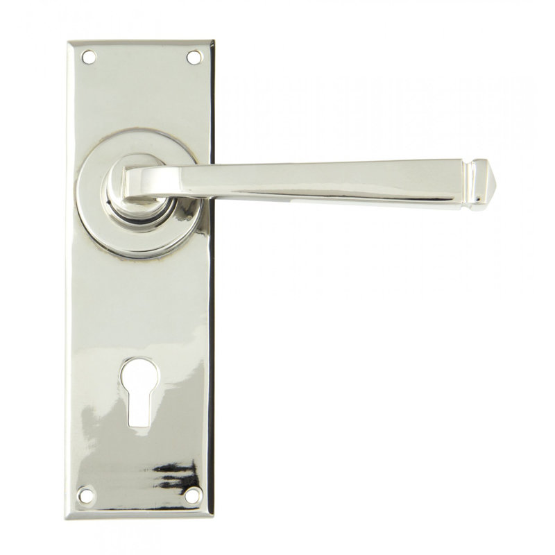 Avon Lock Door Handle Kit, Polished Nickel