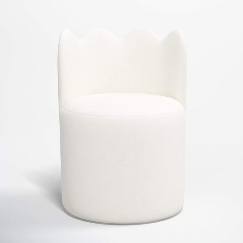 Wavy Back Dining Chair, Zuma White Textured Linen