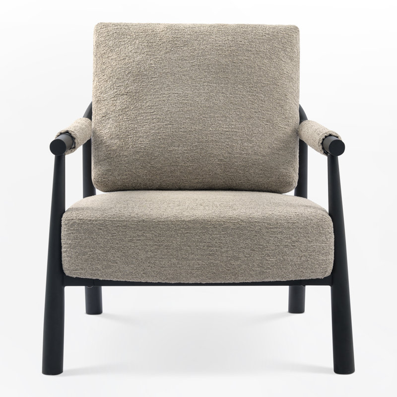 Boucle Accent Lounge Chair Plush Modern Armchair, Beige