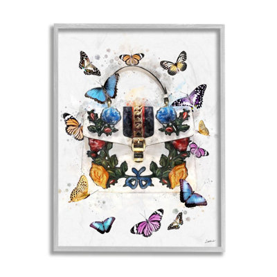 «Fashion Buckle Purse Colorful Butterflies and Florals» par Ziwei Li - reproduction d'art