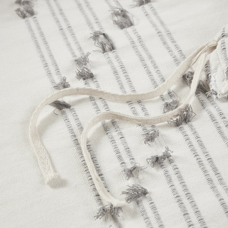 Housse de couette 100% coton double / grand - avec détails gris, fermeture à boutons, attaches intérieures, lavable, rayures approuvées, impression inversée, 2 taies décoratives assorties, -