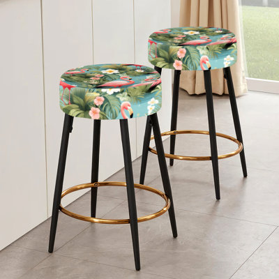 Flamingo Paradise - motif tropical - ensemble de 2 tabourets de bar tropicaux