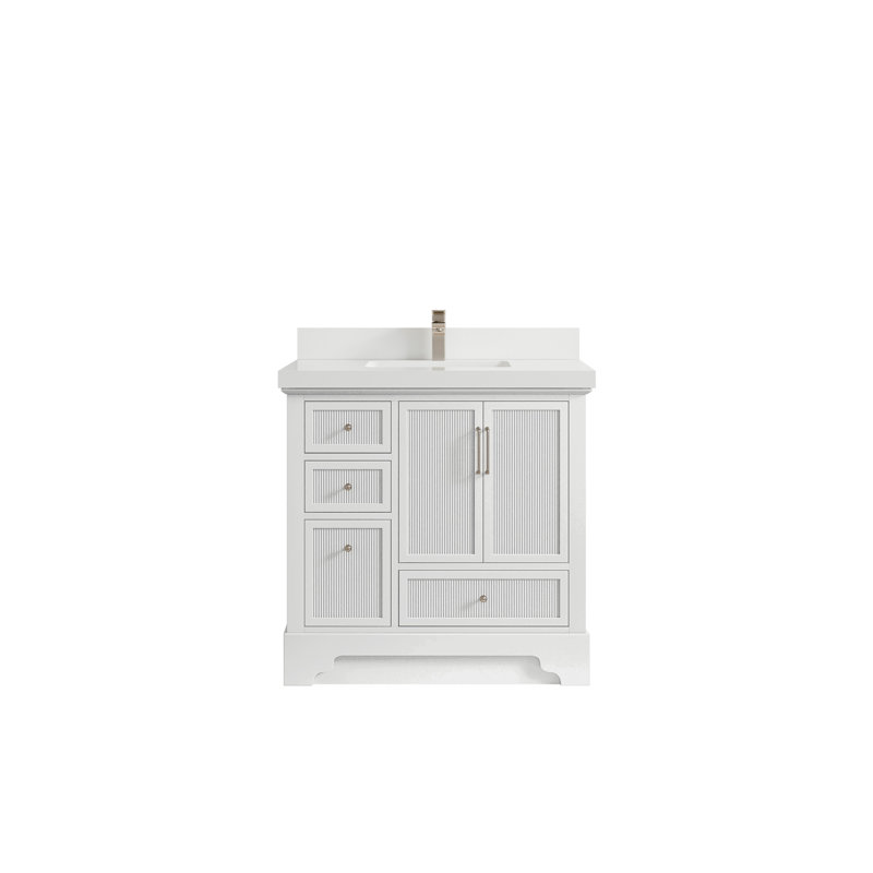 Meuble-lavabo simple 36 po avec plateau Alys, Blanc