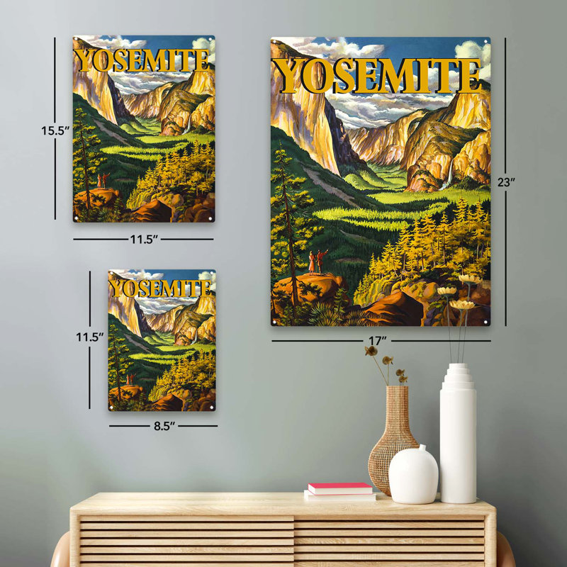Scenic Yosemite sur impression métallique, H 15,5 po x l 11,5 po x P 0,04 po