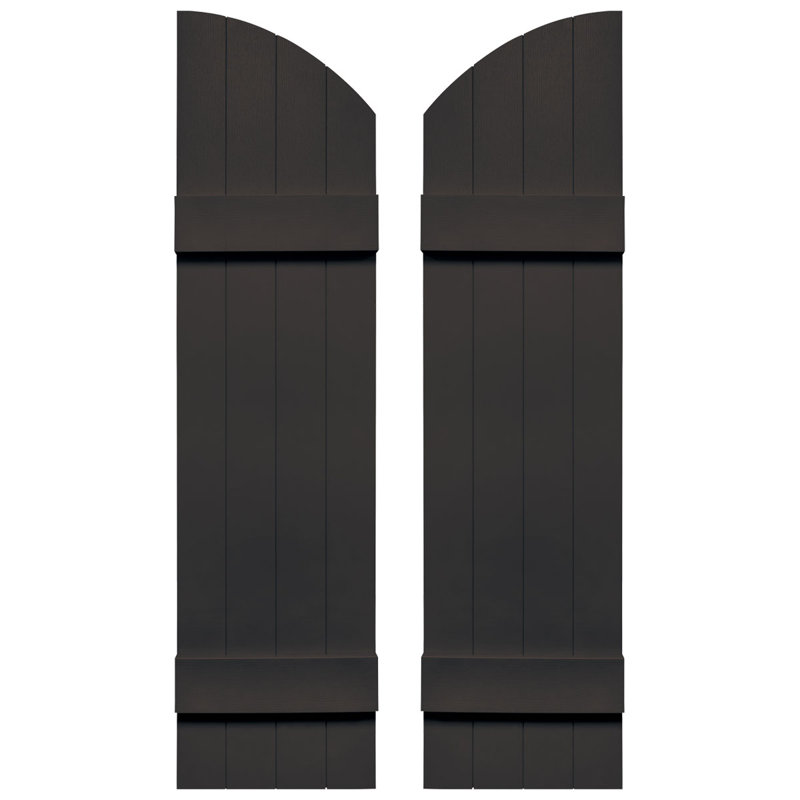 Builders Edge, paire de volets standard à quatre planches jointes avec arche, planche-n-lattes, Brun mousquet, 53 po