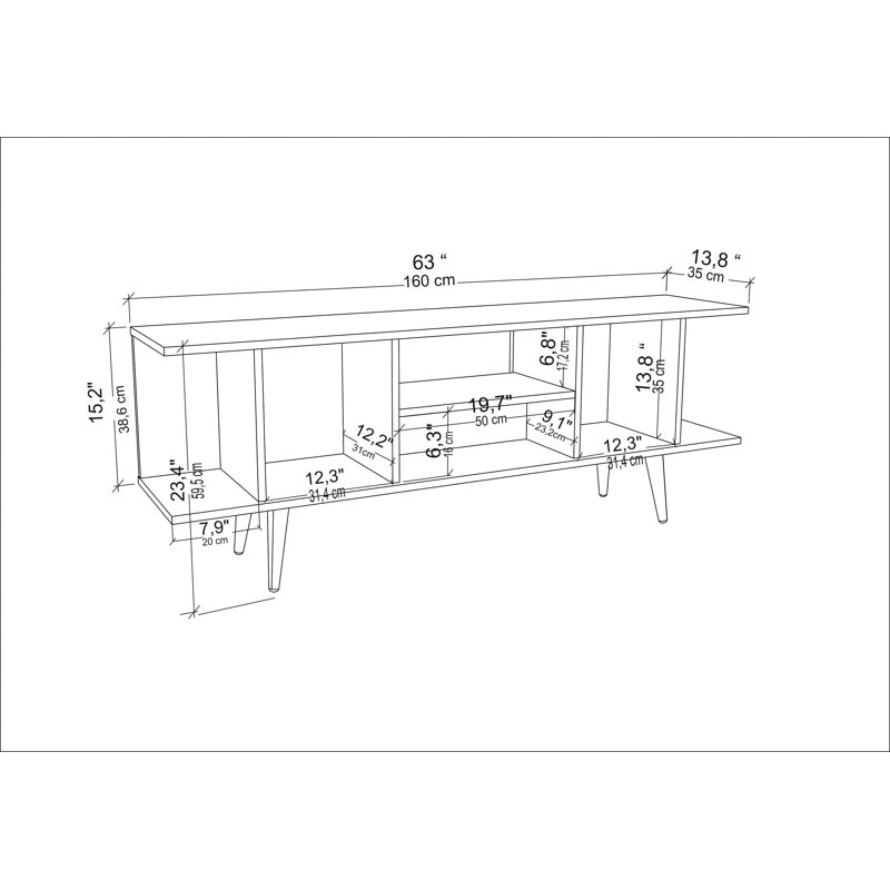 Akya TV Stand for TVs up to 70", Sapphire Oak/White